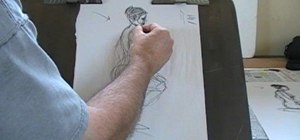 Draw a side view of a nude woman