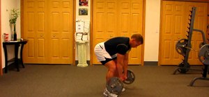 Do an upright row to develop deltoids and shoulders