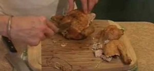 Carve a whole roasted chicken