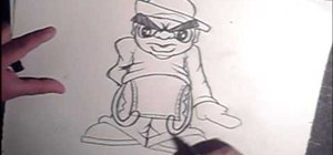 Draw a graffiti style hip hop cartoon character