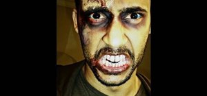 Apply half dead zombie makeup for Halloween