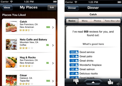 Alfred Knows Where You Want to Eat (iPhone App for Instant Restaurant Recommendations)
