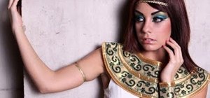 Create a gold and green Cleopatra makeup look for Halloween
