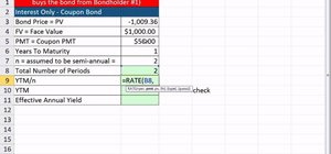 Calculate YTM and effective annual yield from bond cash flows in Excel
