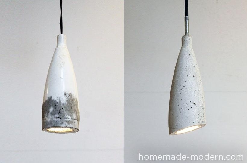 Old Plastic Soda Bottle + Concrete Mix = Sweet DIY Hanging Pendant Lamp