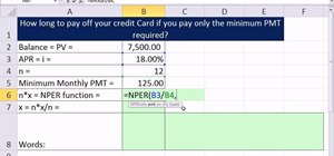 Calculate the number of periods it takes to pay off a credit card in Excel