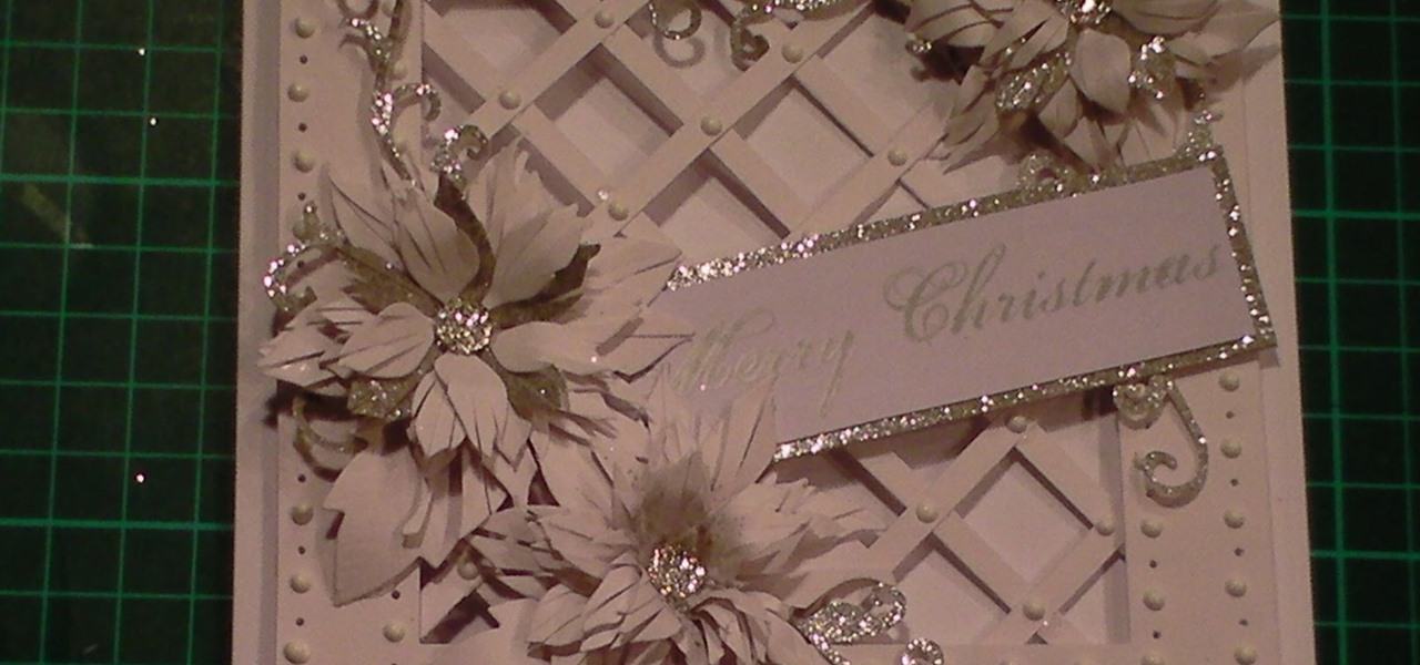 Christmas Sparkly Poinsettia Lattice Card