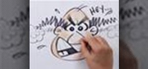 Draw a cartoon face with an angry expression