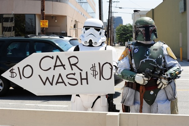 Wake Up, You're Not Dreaming. Hot, Soapy Star Wars Slave Car Wash