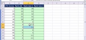 Average rank scores given a tie in Excel 2010