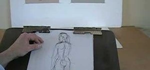 Draw a back view of a nude woman
