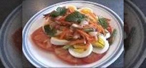 Make spicy Thai yum khai tum egg salad with Kai