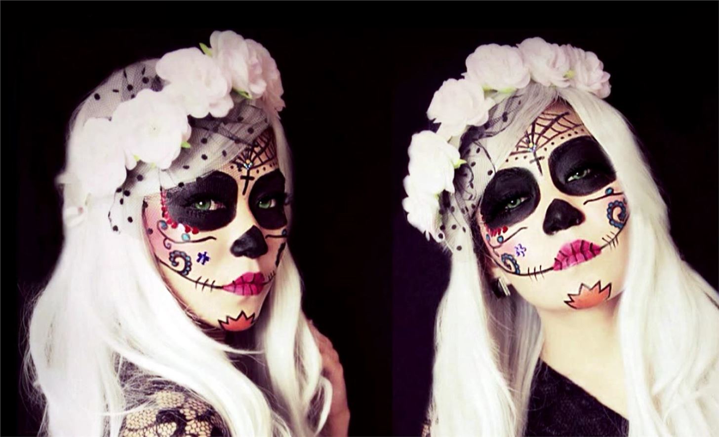 A873 Day of Dead Make Up Halloween Face Paints Senorita Sugar Skull Makeup