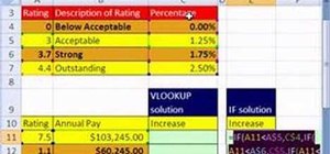 Find an increase in value with an Excel rating scale