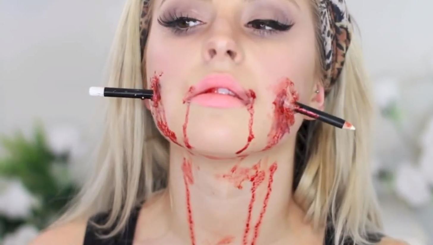 Impale Your Face for Halloween with This Bloody DIY Pencil Stabbing Victim Costume