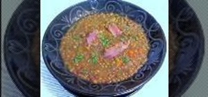 Make lentil soup with braised ham hock