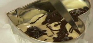 Make swirled chocolate heart cake decorations