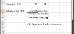 Generate random numbers (integers) in Excel