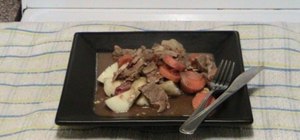 Make beef & bourbon stew in a crock pot /slow cooker
