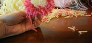Crochet an easy pom pom flower