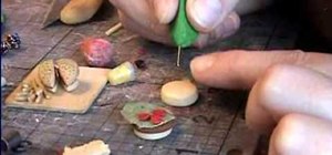 Make a mini polymer clay hamburger for a dollhouse