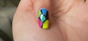 Paint neon mosaic nail art