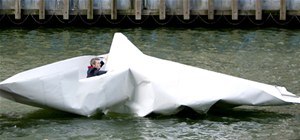 Massive Origami Boat Floats Down the Thames