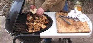 Barbecue chicken cheese wings on the grill