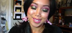 Use pink & greens for a Barbie makeup look