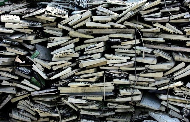 piles of discarded keyboards