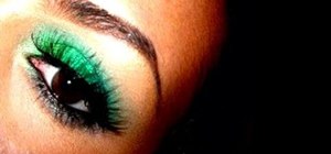 Create an edgy, sparkly acid-green eye makeup look