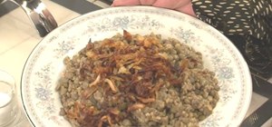 Cook Mediterranean Mujaddara (or whole brown lentil and bulgar wheat pilaf)
