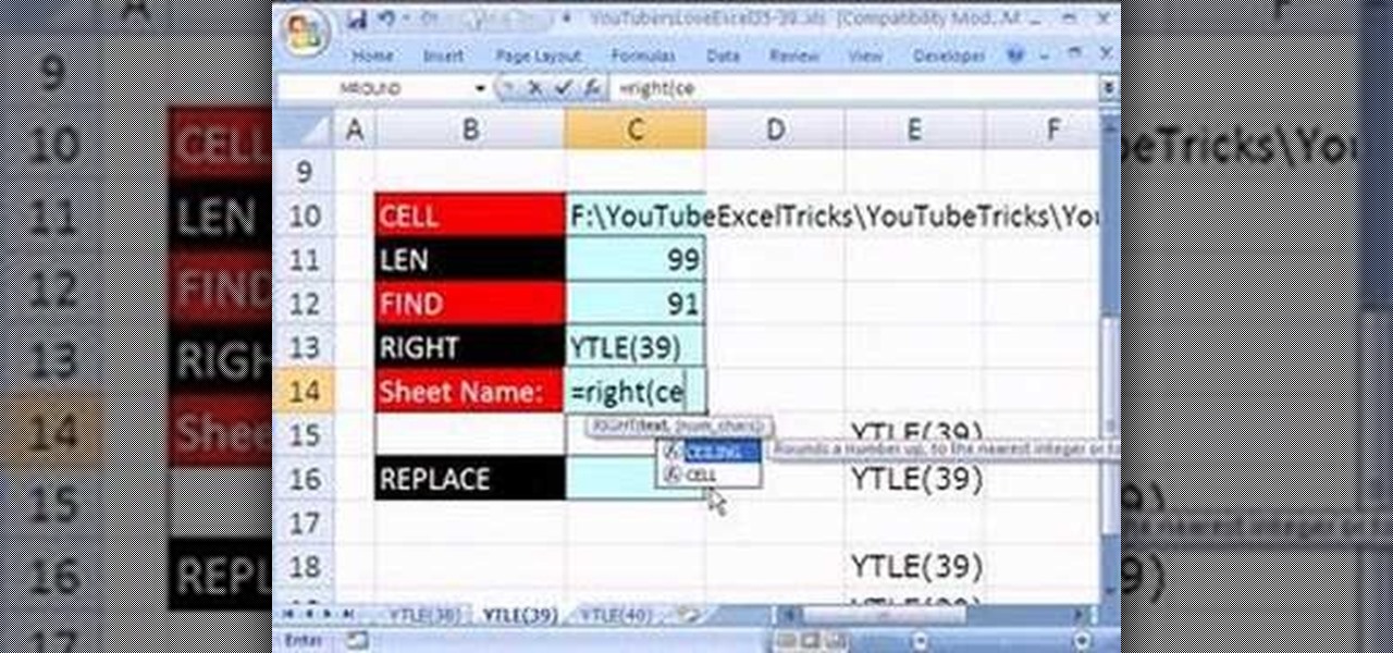 How To Deliver The Sheet Tab Name To A Cell In Ms Excel Microsoft Office Wonderhowto