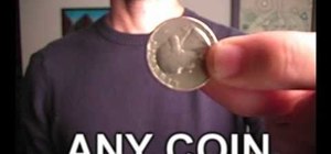 Perform an easy magic trick with a coat hanger and a coin