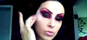 Create a dark magenta vampiress makeup look for Halloween
