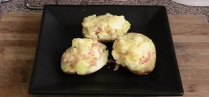 Make ham cheese & pineapple double stuffed potato skin