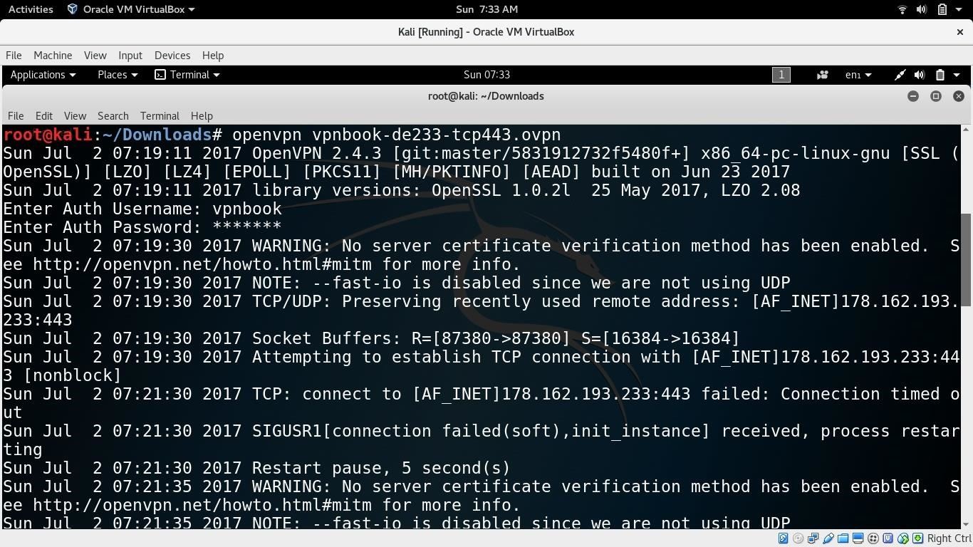 OpenVpn Not Working on Both Fedora & Kali