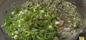 Make Indian moong dal pakoda (green gram fritter)