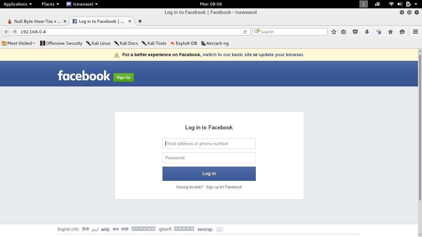 How to Crack Facebook Password on a Private Network