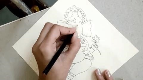 How to Draw the Sitting Hindu God Ganesha, Step by Step