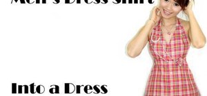 Turn a men's dress shirt into an adorable dress