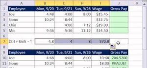 Calculate weekly gross pay from time values in Microsoft Excel 2010