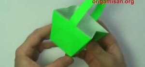 Craft a green origami basket for Valentine's Day roses