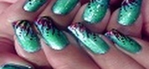 Paint nails with an aqua bohemian flower design