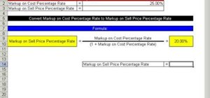 Convert price to selling price markup in Excel