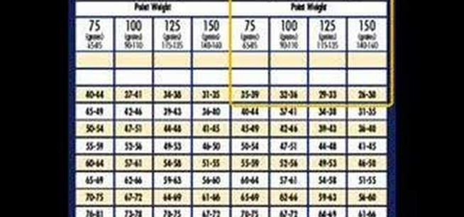 Easton X23 Spine Chart