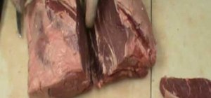 Cut a sirloin into steaks