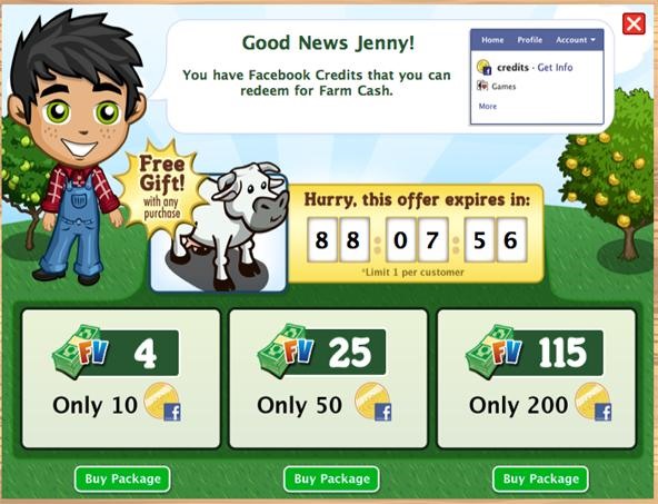 FarmVille Free Animal with Facebook Credits Farm Cash Purchase