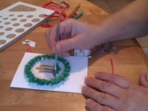Craft quilled wreaths and candles for a Christmas card